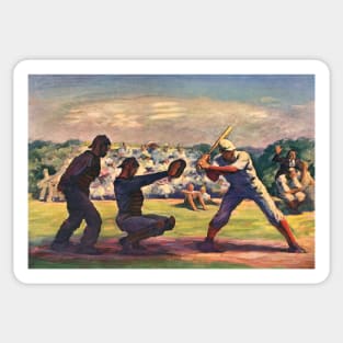 Vintage Sports Baseball Players in a Game Sticker